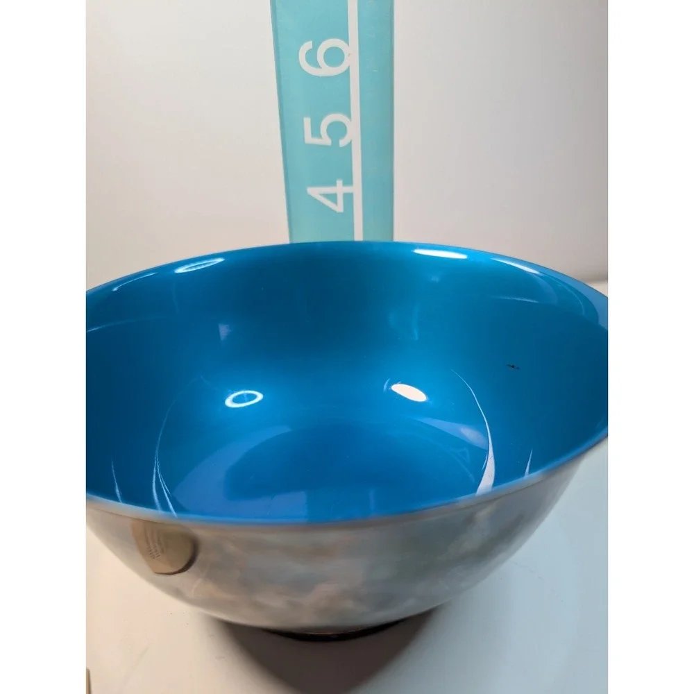 Post 1940s Reed &‎ Barton Deep Turquoise Enameled Silver Plate Bowl